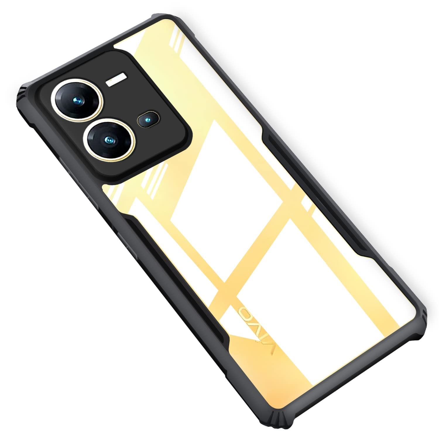 ZELFO Ultra Thin Shock Proof 4 Sides Protection Clear Transparent Back Cover Case with Black Border for ViVo V25 (5G) - (Transparent/Black) - Buy Online at Indezaar