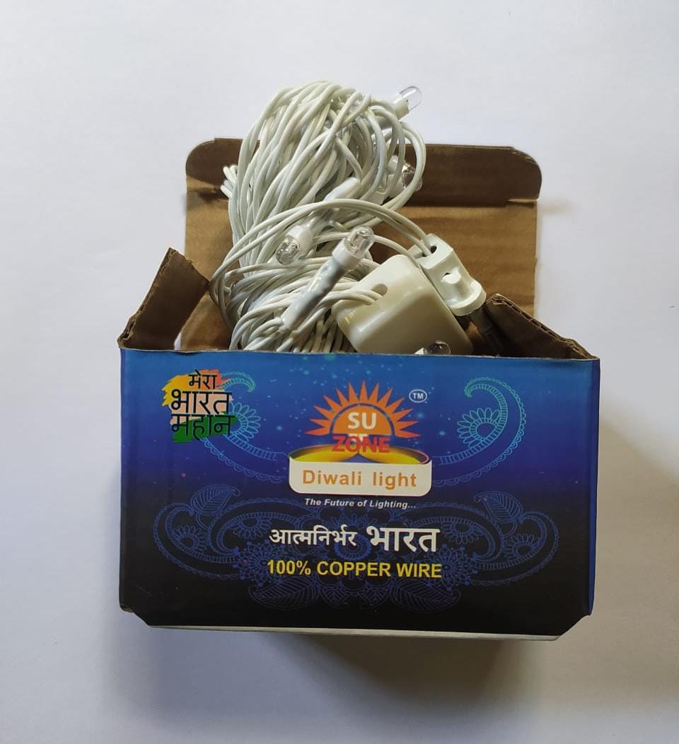 Multicolor LED Rice (Tuni) Lamp – 16 LEDs | 20 Ft Long Decorative String Light for Home, Festivals & Events - Buy Online at Indezaar