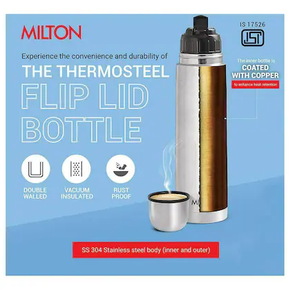 Milton Vacuum Bullet Flask with Flip Lid – 750 ml Image 3