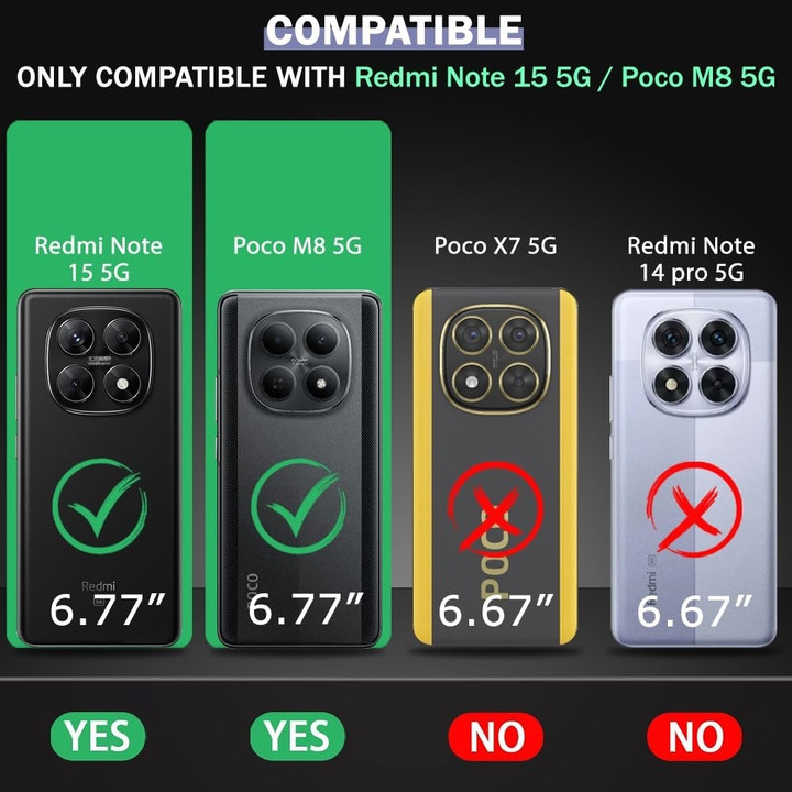 Back Cover for Redmi Note 15 5G / Poco M8 5G – Black Fiber Grip Case (Shockproof & Slim) Image 2