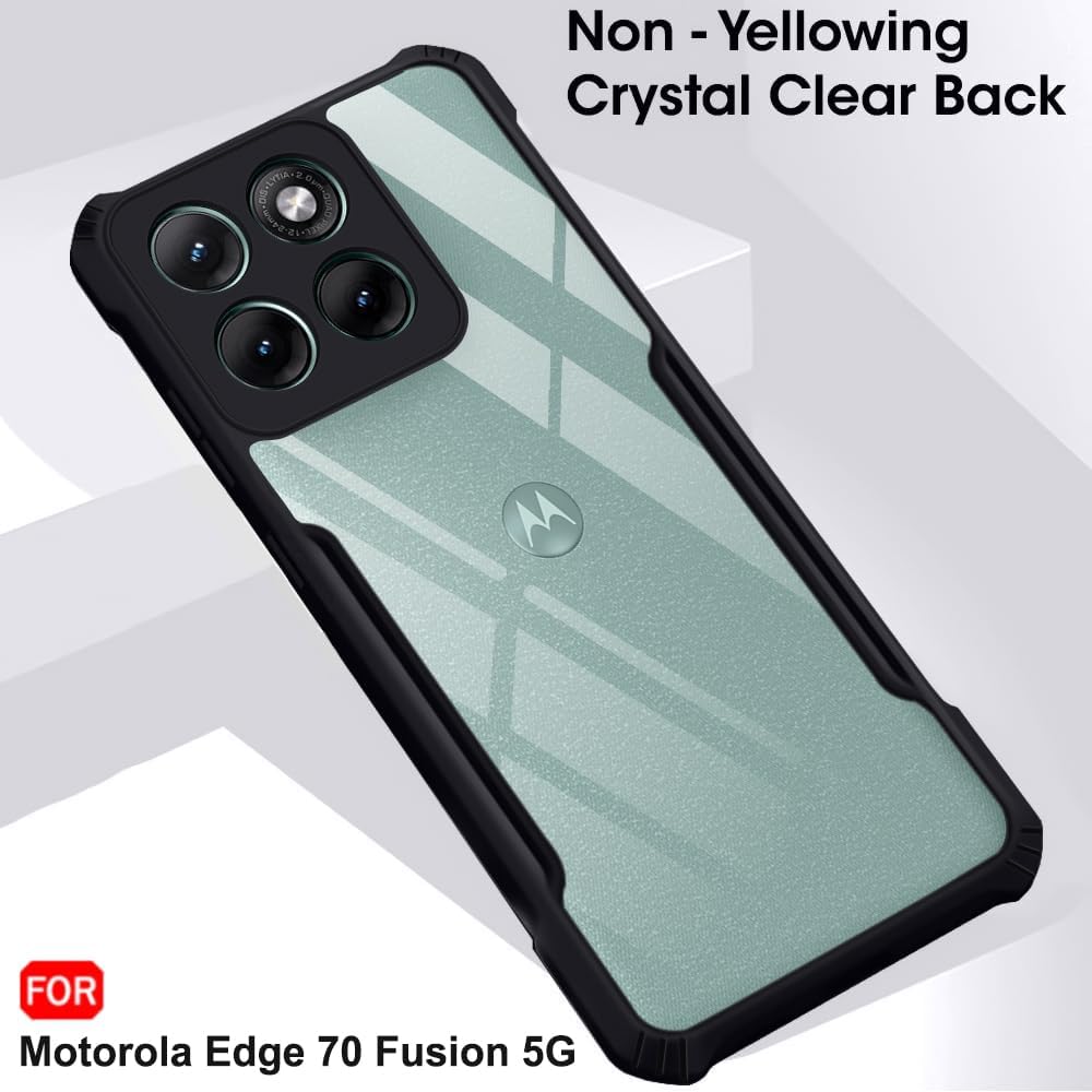 Back Cover for Motorola Moto Edge 70 Fusion 5G – Shockproof Transparent Case with Black Bumper (PC + TPU, 360° Protection) Image 3